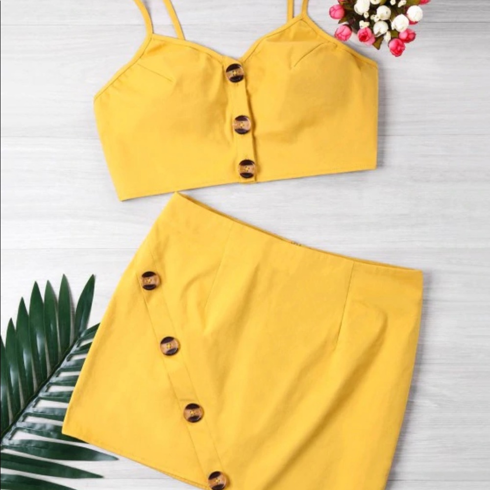 Buttoned Crop Top and Skirt Set🌻